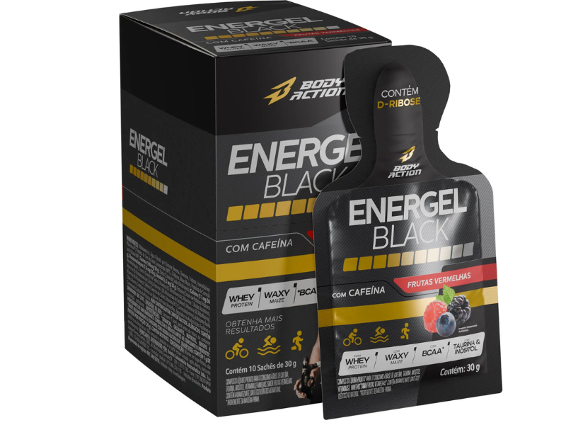 ENERGEL BLACK (C/ CAFEÍNA) 10X30G SACHÊ - BODYACTION - Imagem 2