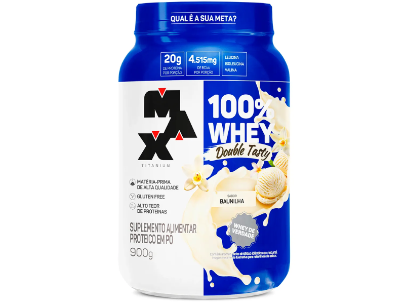 WHEY 100% DOUBLE TASTY POTE 900G - MAX TITANIUM - Imagem 4