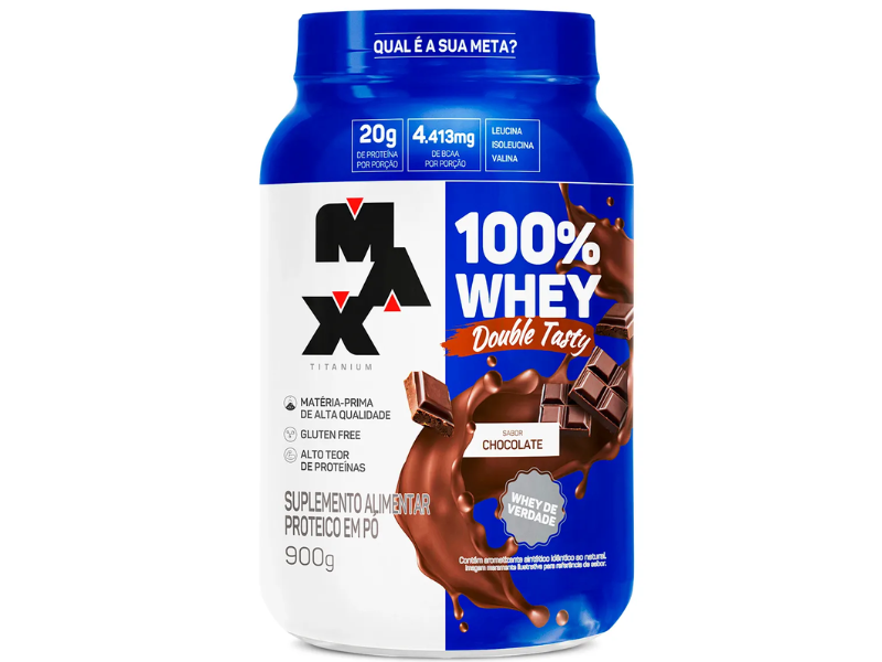 WHEY 100% DOUBLE TASTY POTE 900G - MAX TITANIUM - Imagem 2